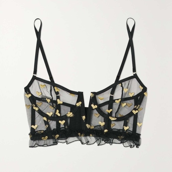 NWOT Le Petit Trou Or Ruffled Embroidered Balconette Bra - Picture 7 of 7